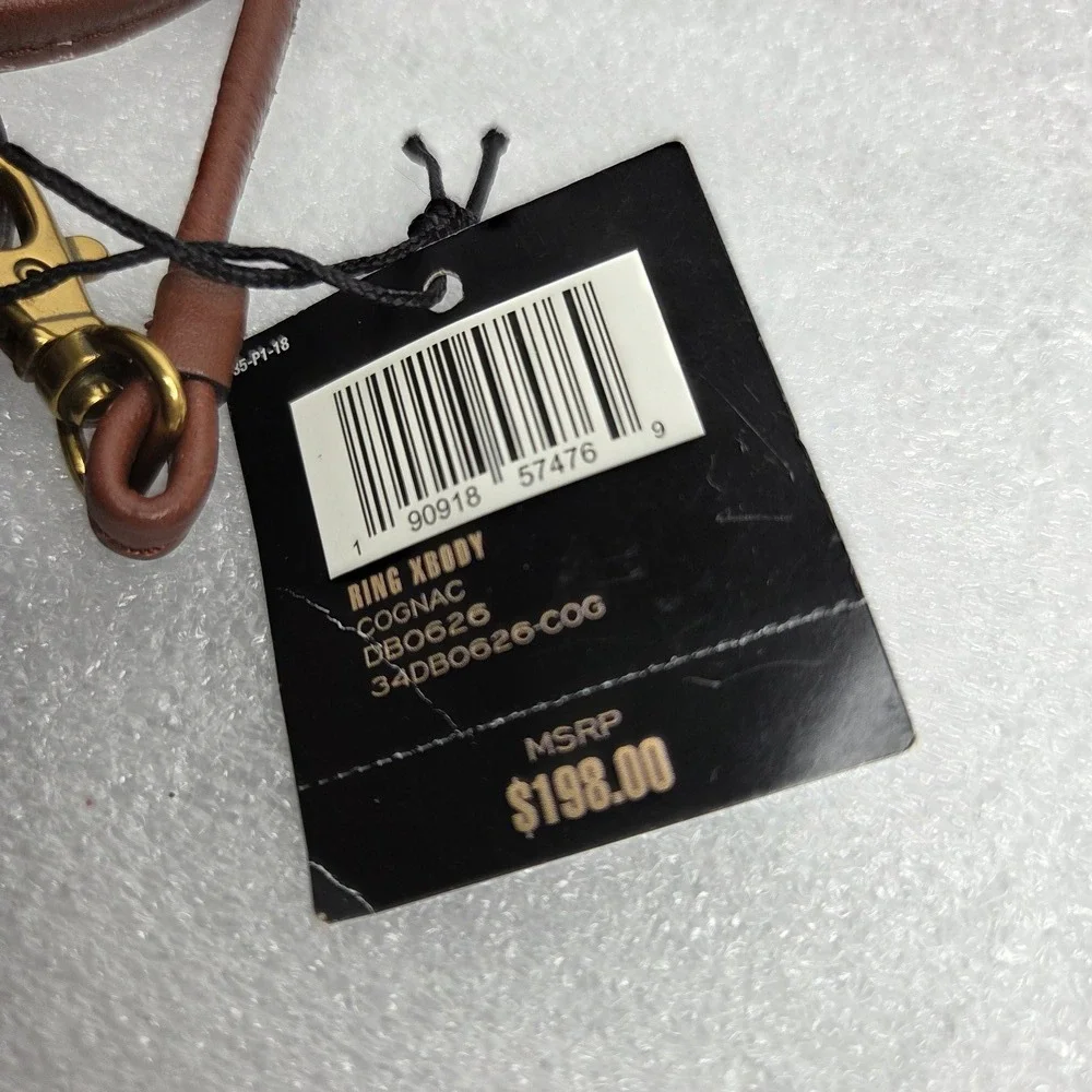 Frye Ring Crossbody Wallet Bag Cognac Brown Leather NWT - MSRP $198 - Picture 7 of 13